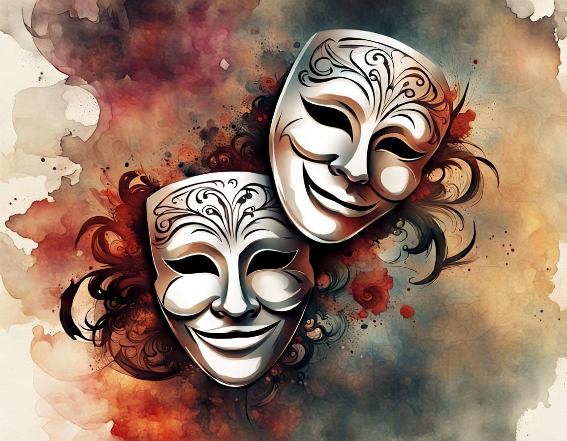 Comedy and Tragedy: Watercolor Theatre Masks