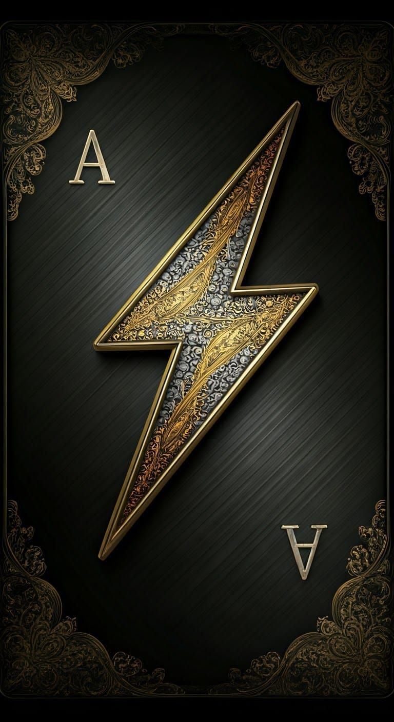 Glamorous Pixel Art Ace Playing Card with Lightning Bolt Sym...