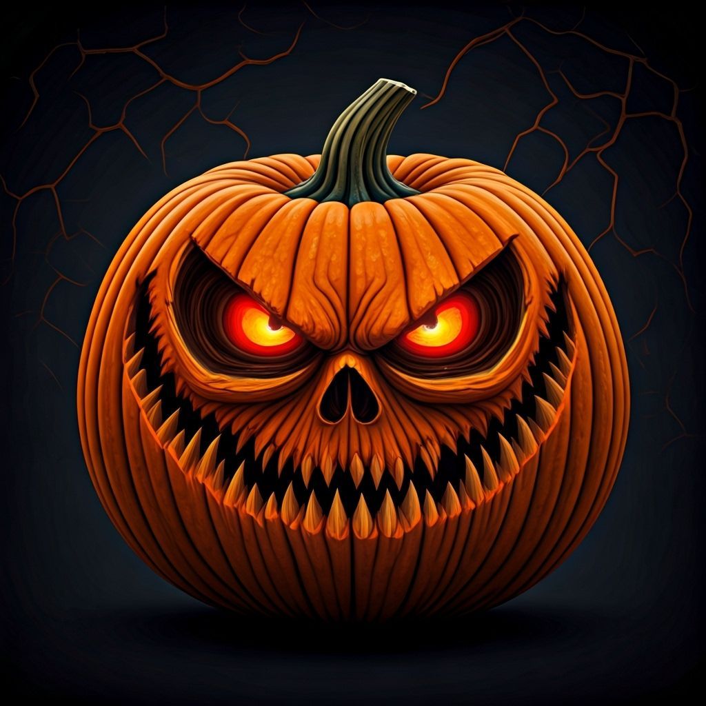 Sinister Halloween Pumpkin Glowing with Malevolent Energy