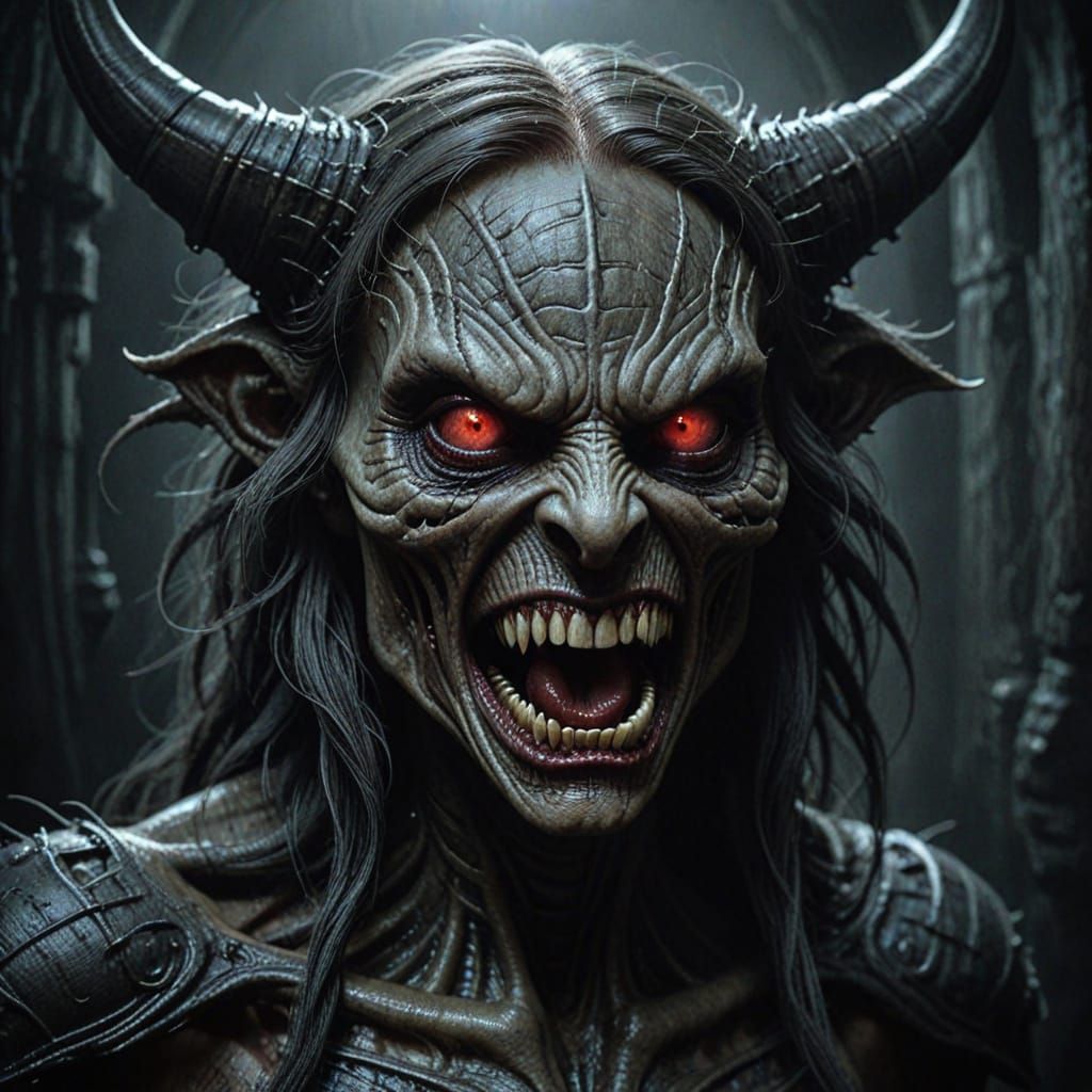 Fierce Dark Fantasy Portrait in Hyper-Realistic Style