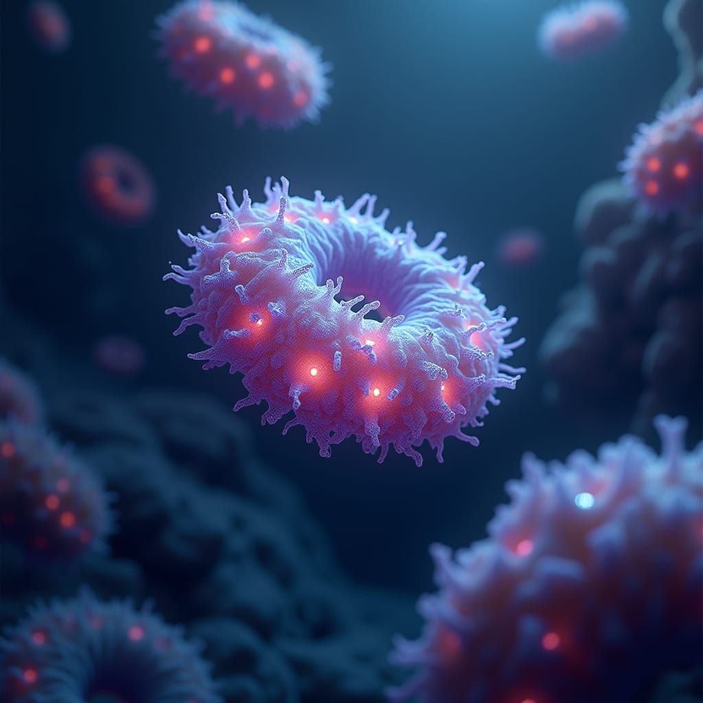 Bacteria Cell with Antibiotic Action Sites