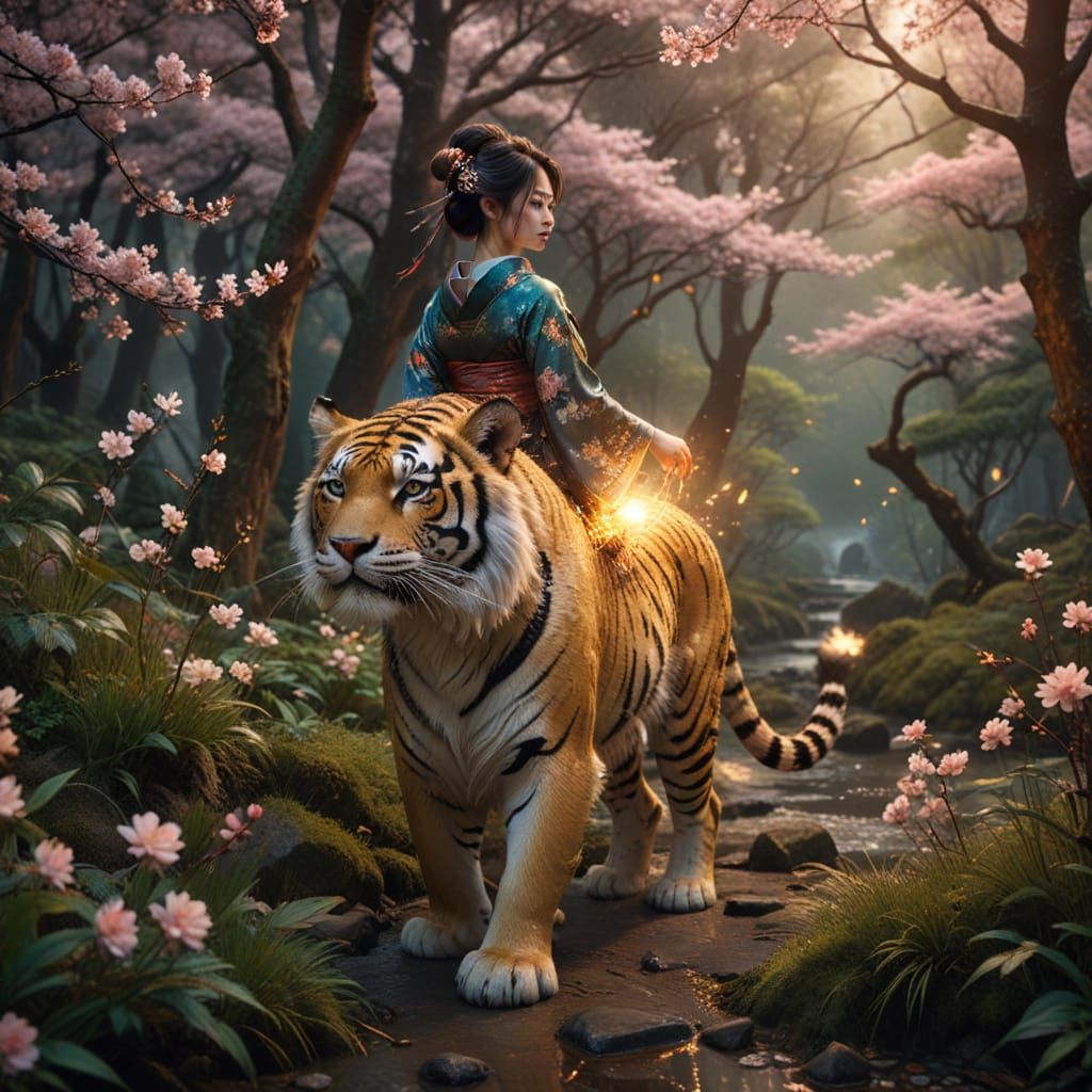 Ethereal Geisha in Enchanted Japanese Landscape