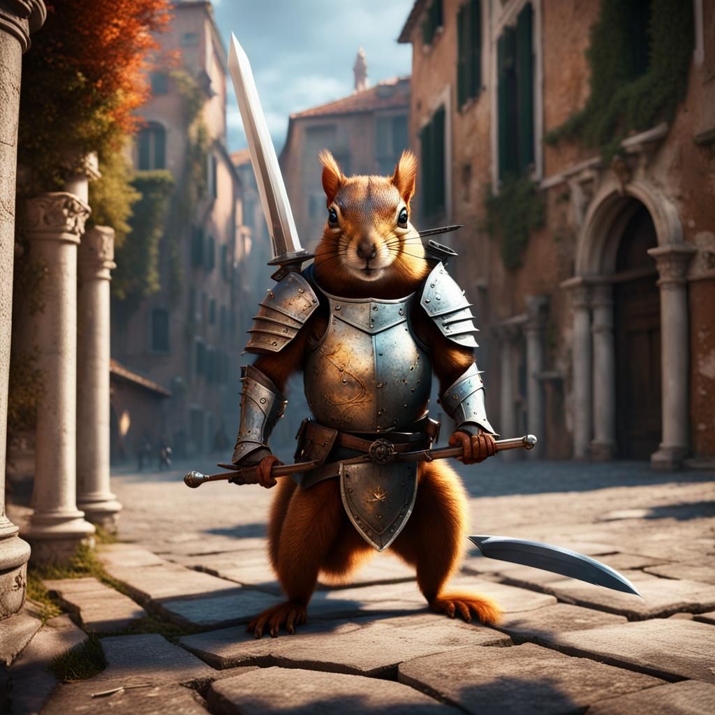 Armored Squirrel Warrior in Venice: Fantasy Concept Art