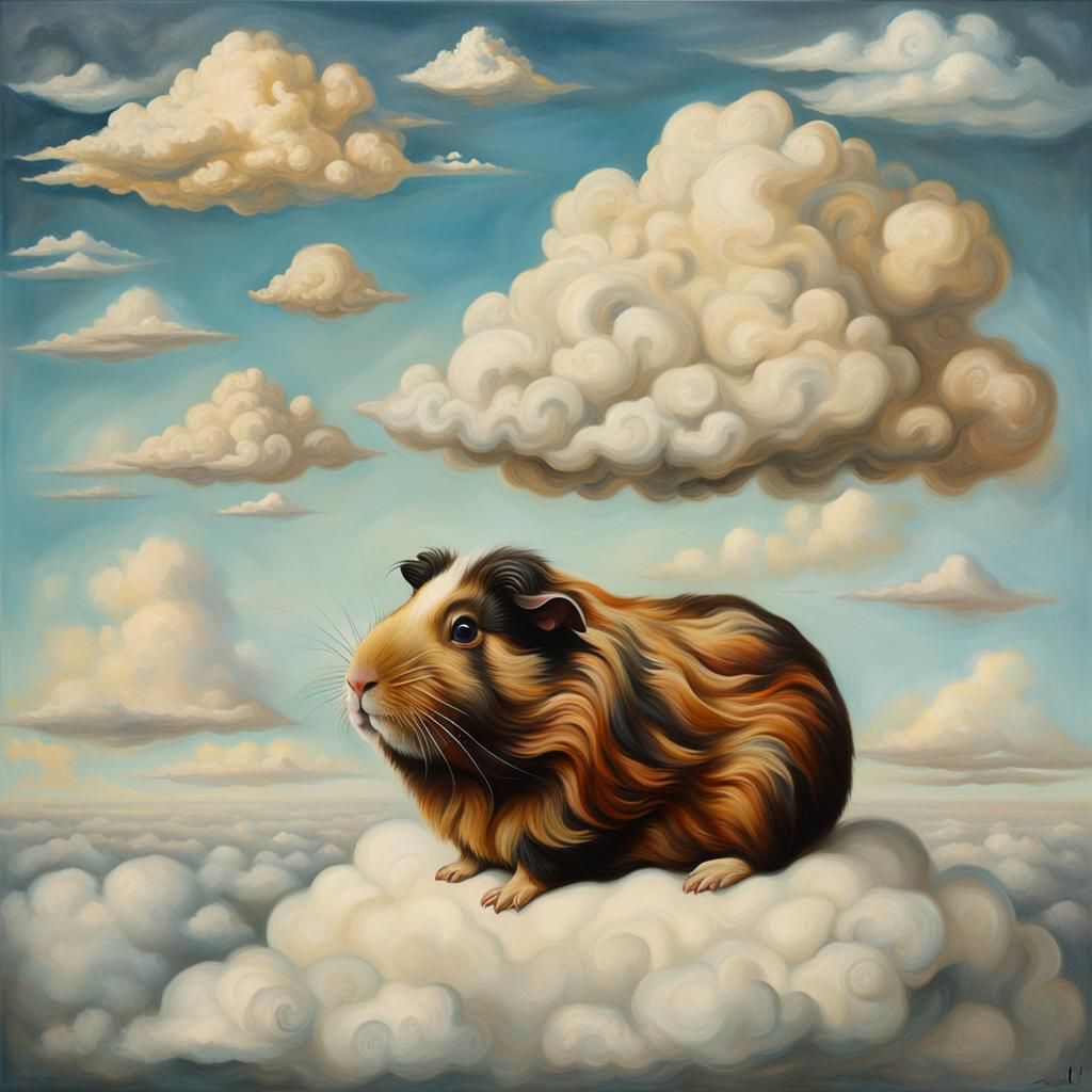 Surreal Guinea Pig Cloud in Oil Paint