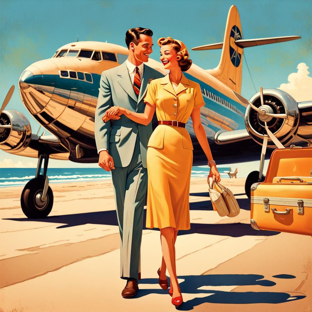 Vintage Pan Am Travel Poster in Art Deco Style