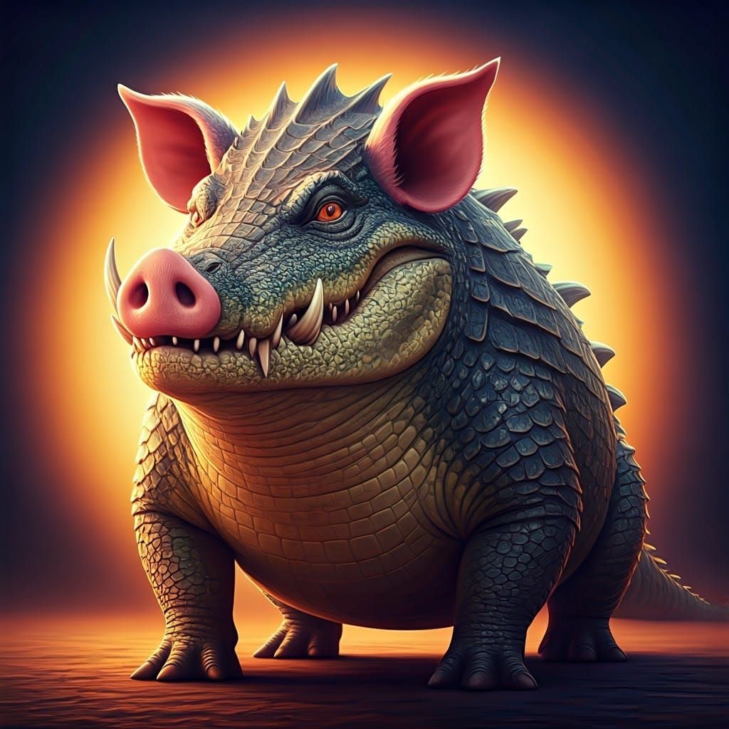 Majestic Hybrid Beast Stands Heroically in Vibrant Dreamlike...