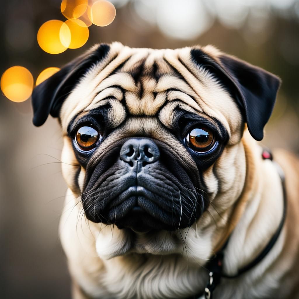 Professional Pug Portrait with Bokeh
