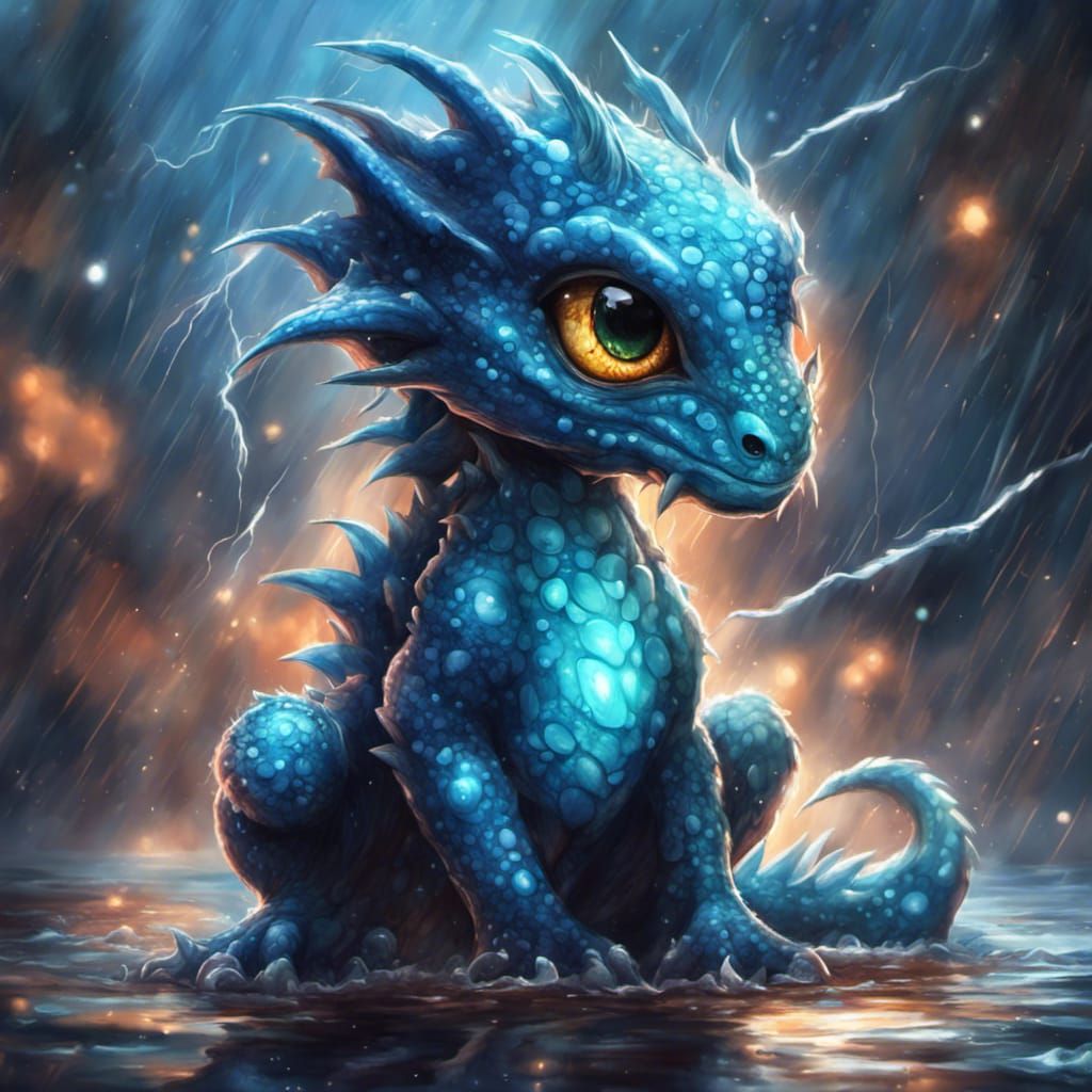 Adorable Chibi Water Dragon on Alien Planet