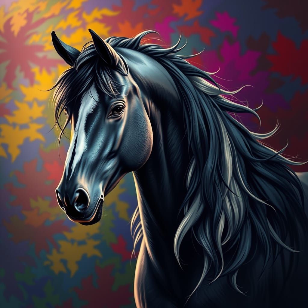 Hyperrealistic Friesian Horse with Dramatic Lighting