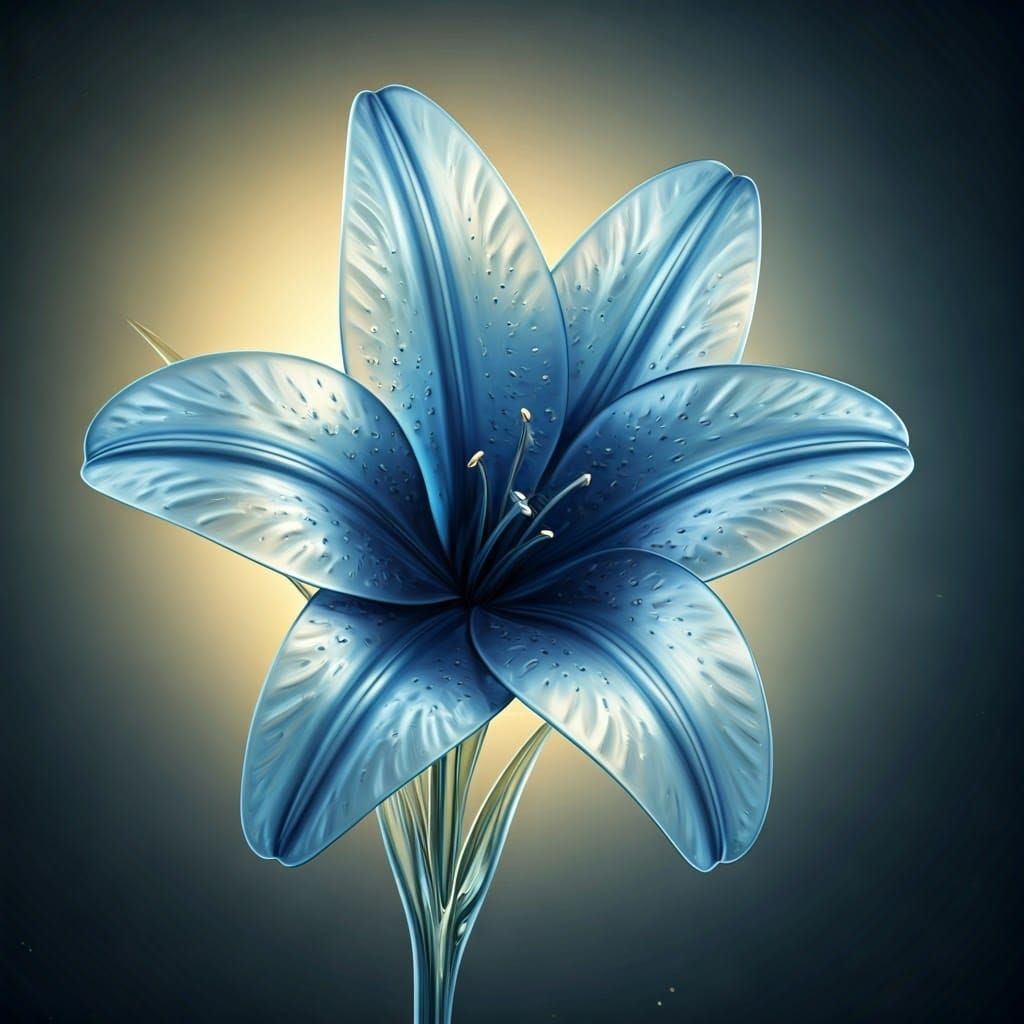 Ethereal Light Blue Glass Lily in Fantasy Style