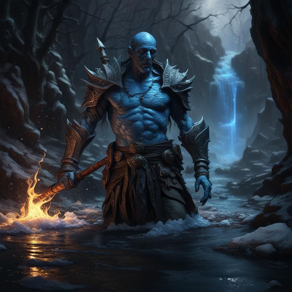 Dark Fantasy River Scene in Purple and Yellow