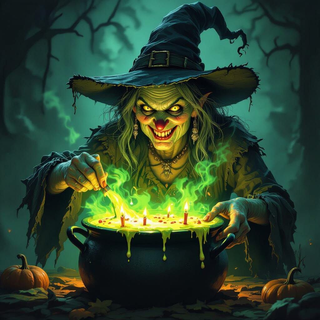 Horrifying Witch Brews Demonic Birthday Cake in Eerie Glow