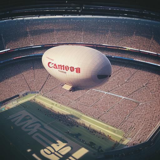 Vibrant Stadium Scene with Blimp, Professional Photo