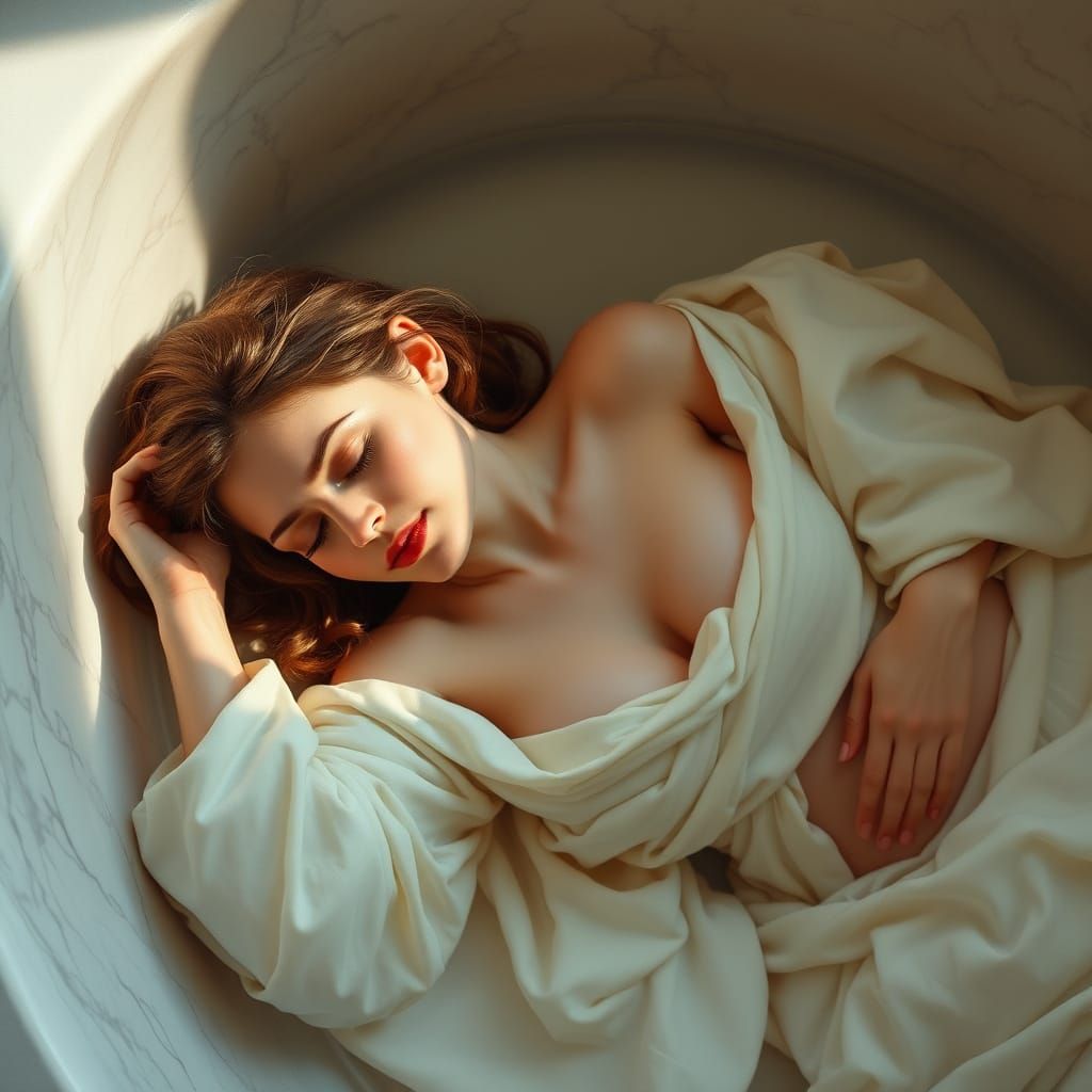 Botticelli portrait of a woman in a bath