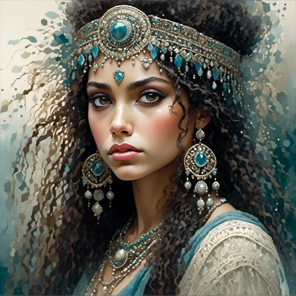 portrait of young beautiful gypsy woman