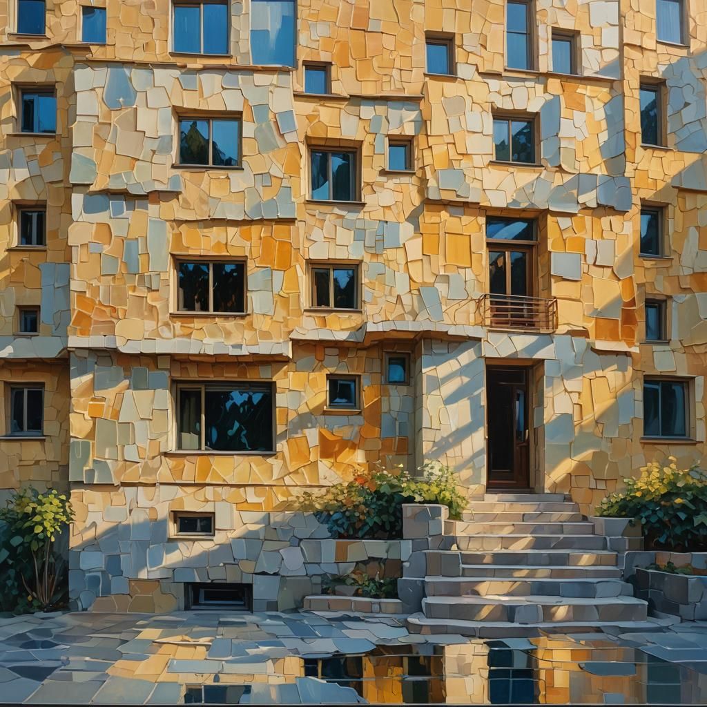 Luxury Prague Villa as Neo-Impressionist Oil Painting