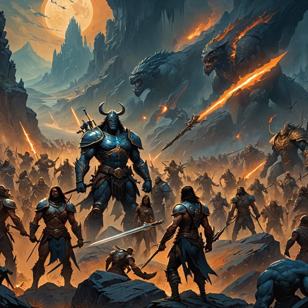 Celebrity Fantasy Warriors in Epic Battle Scene