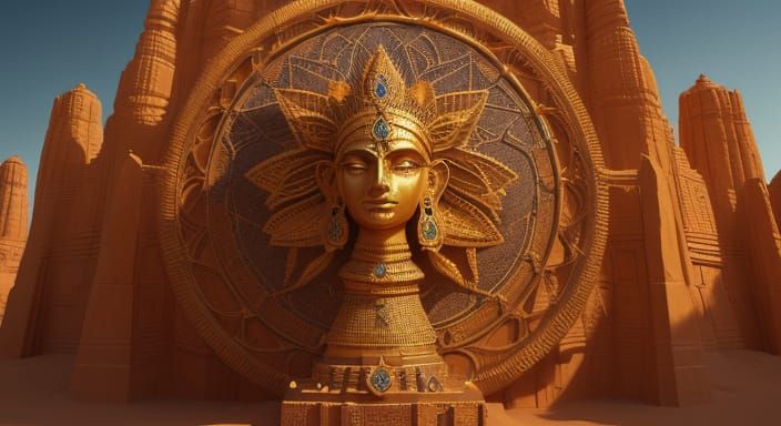 Golden Desert Oracle: A Hyperealistic Rajasthani Sculpture