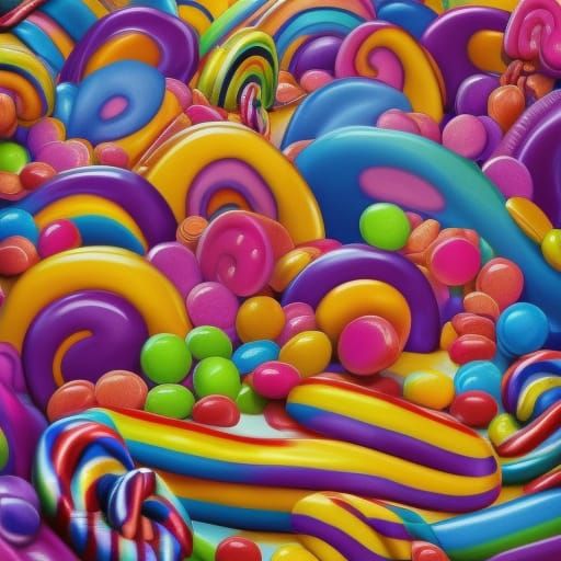 The Beatles in Whimsical Candy Art Style