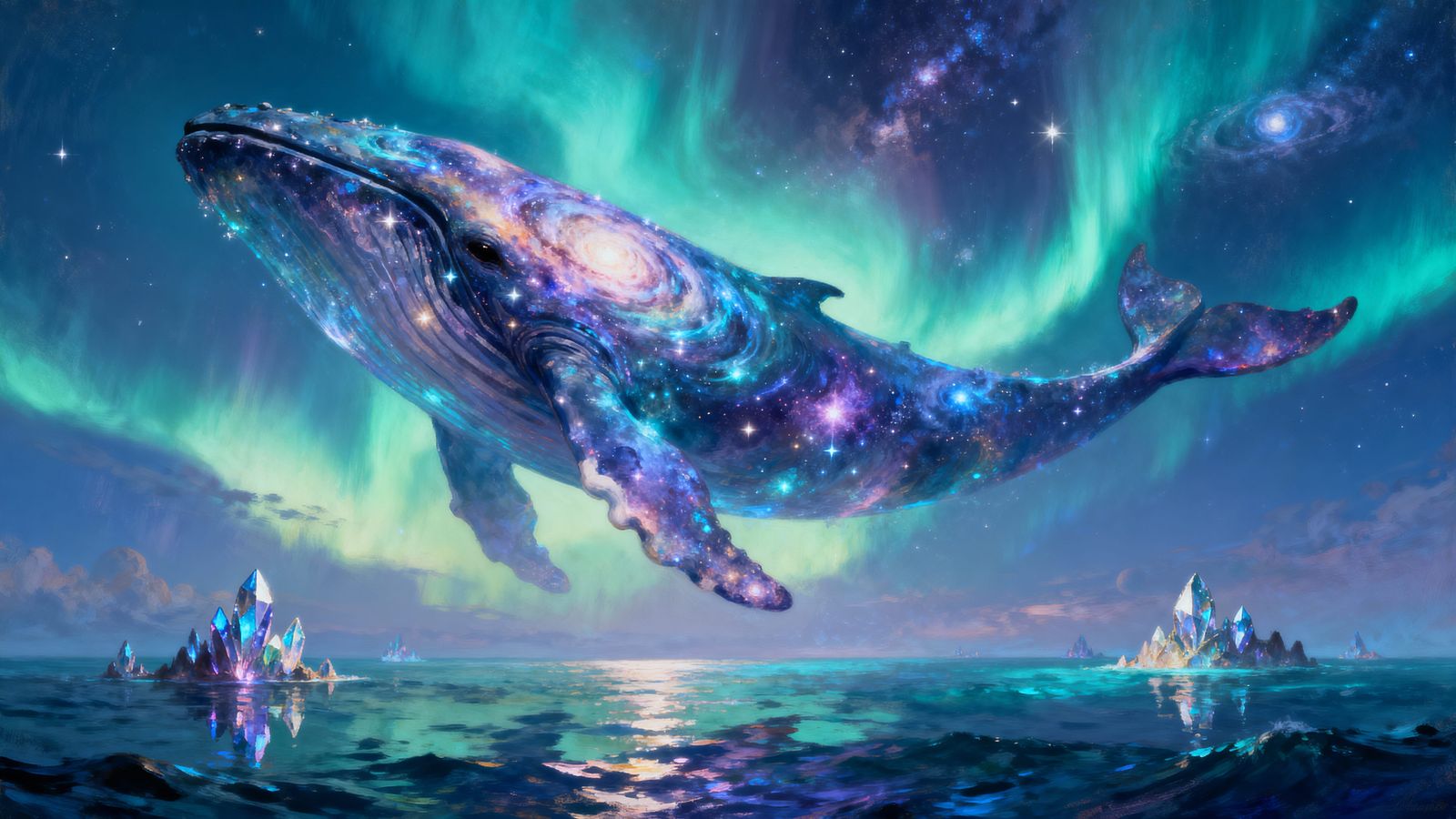 Majestic Celestial Whale in Nebula Sky