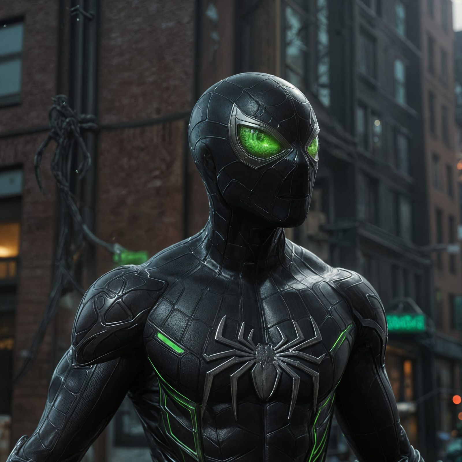 Spider-Man with Venom Suit, Digital Matte Painting