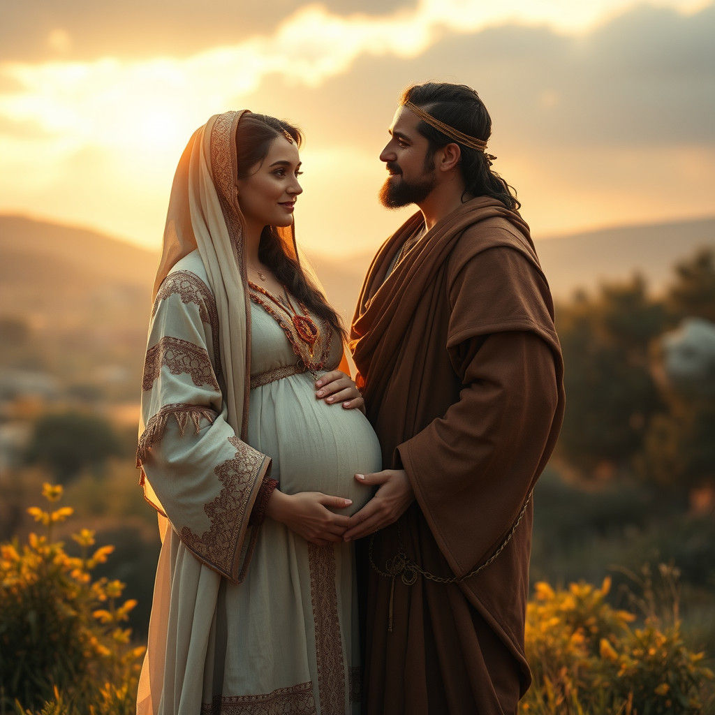 Rivka Imeinu Pregnant with Twins in Ancient Israel