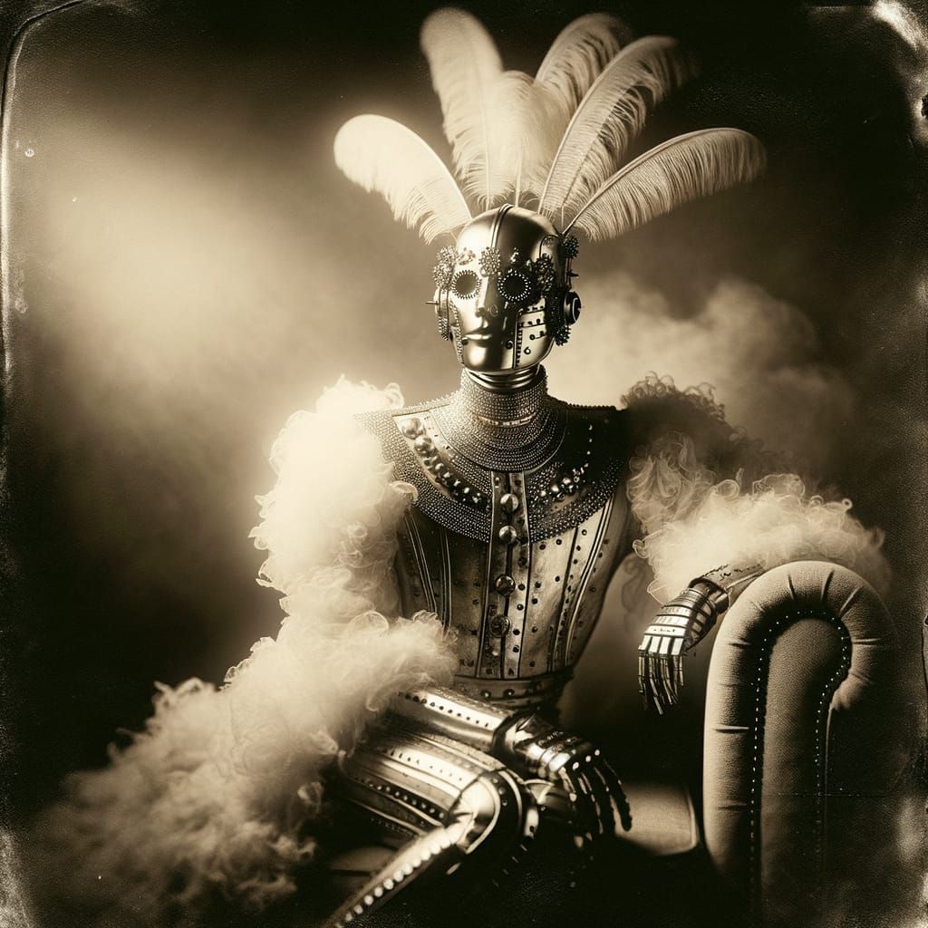1920s Showgirl Humanoid in Moody Sepia Tone