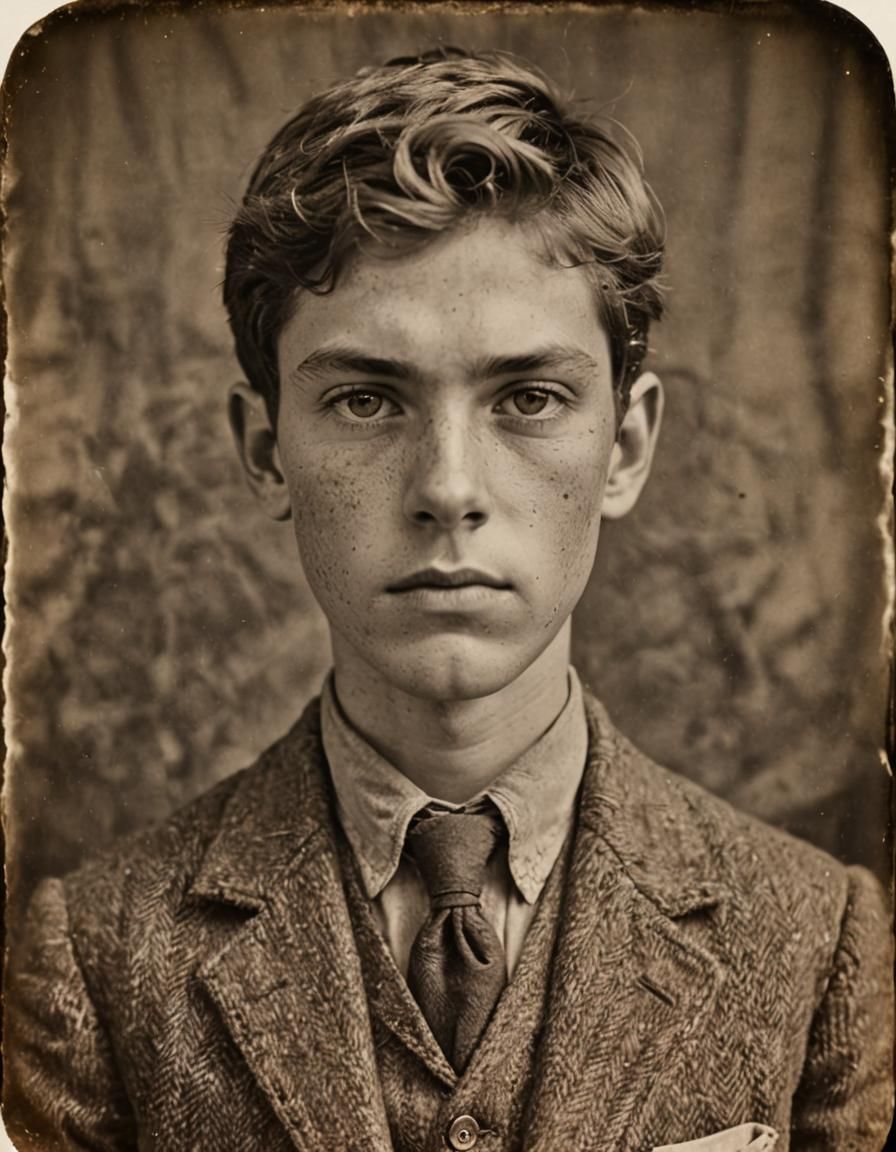 1800s Portrait of a School Boy in Sepia