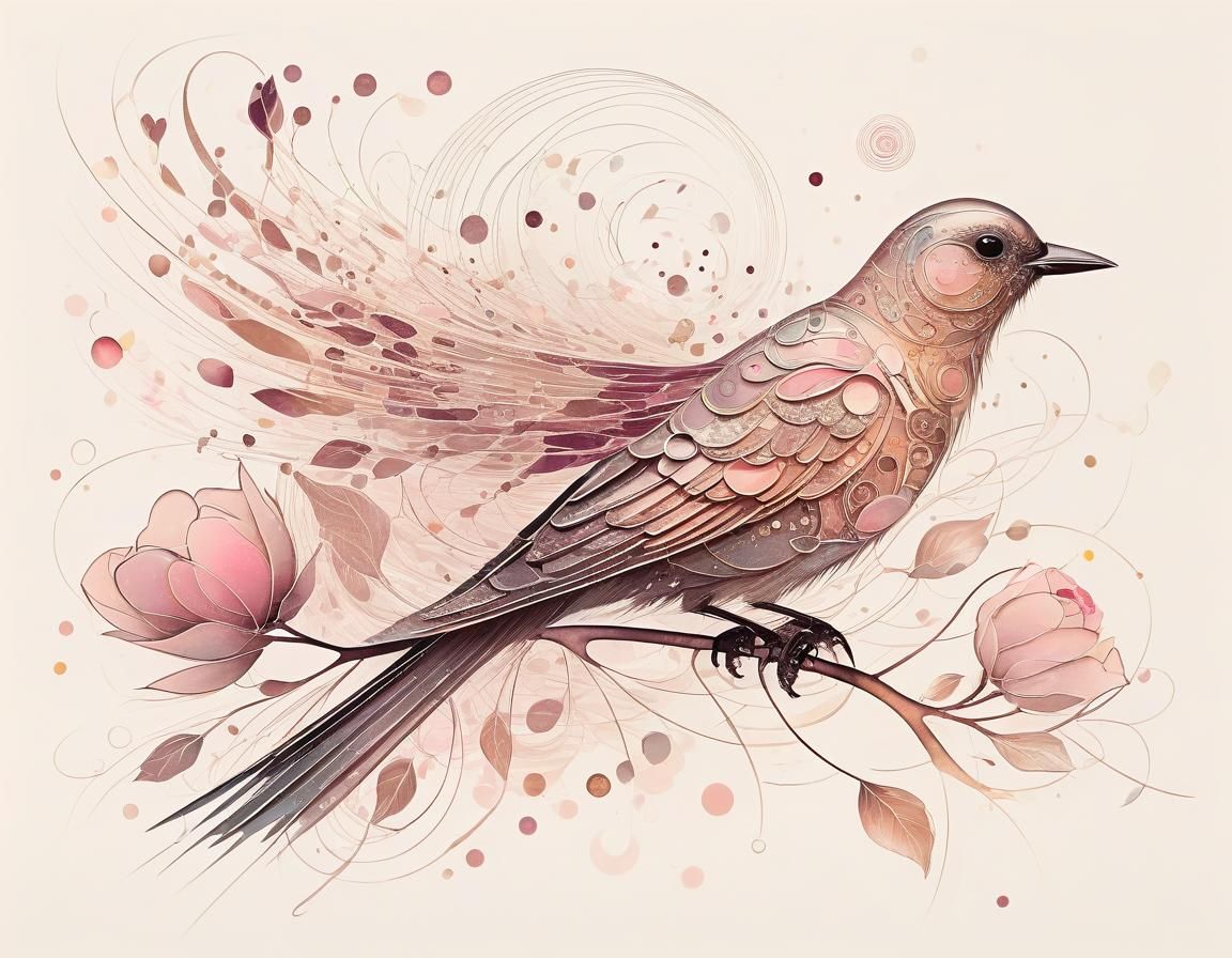 Ethereal Bird: Ultraminimalist Abstract Ink Drawing