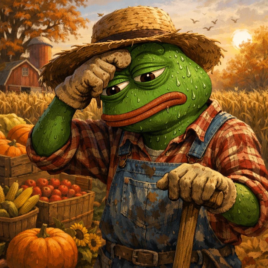Pepe Frog Farmer Exhausted After Fall Harvest