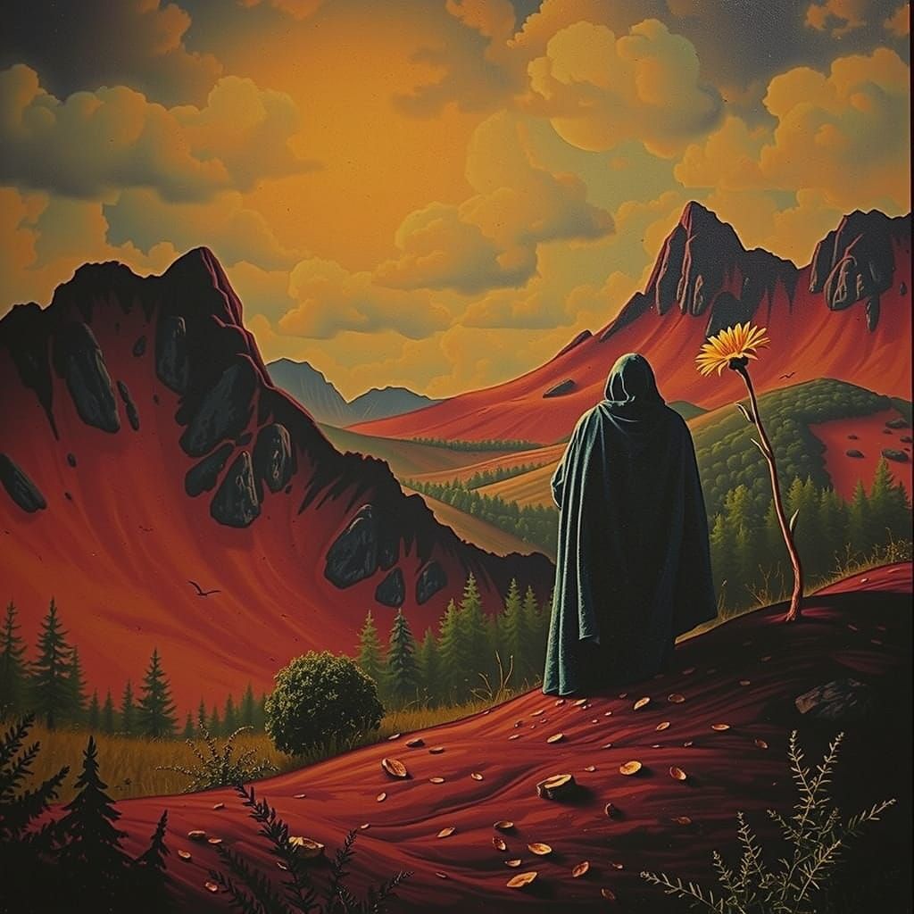 Mystical Foggy Forest with Vibrant Teal and Gold Accents