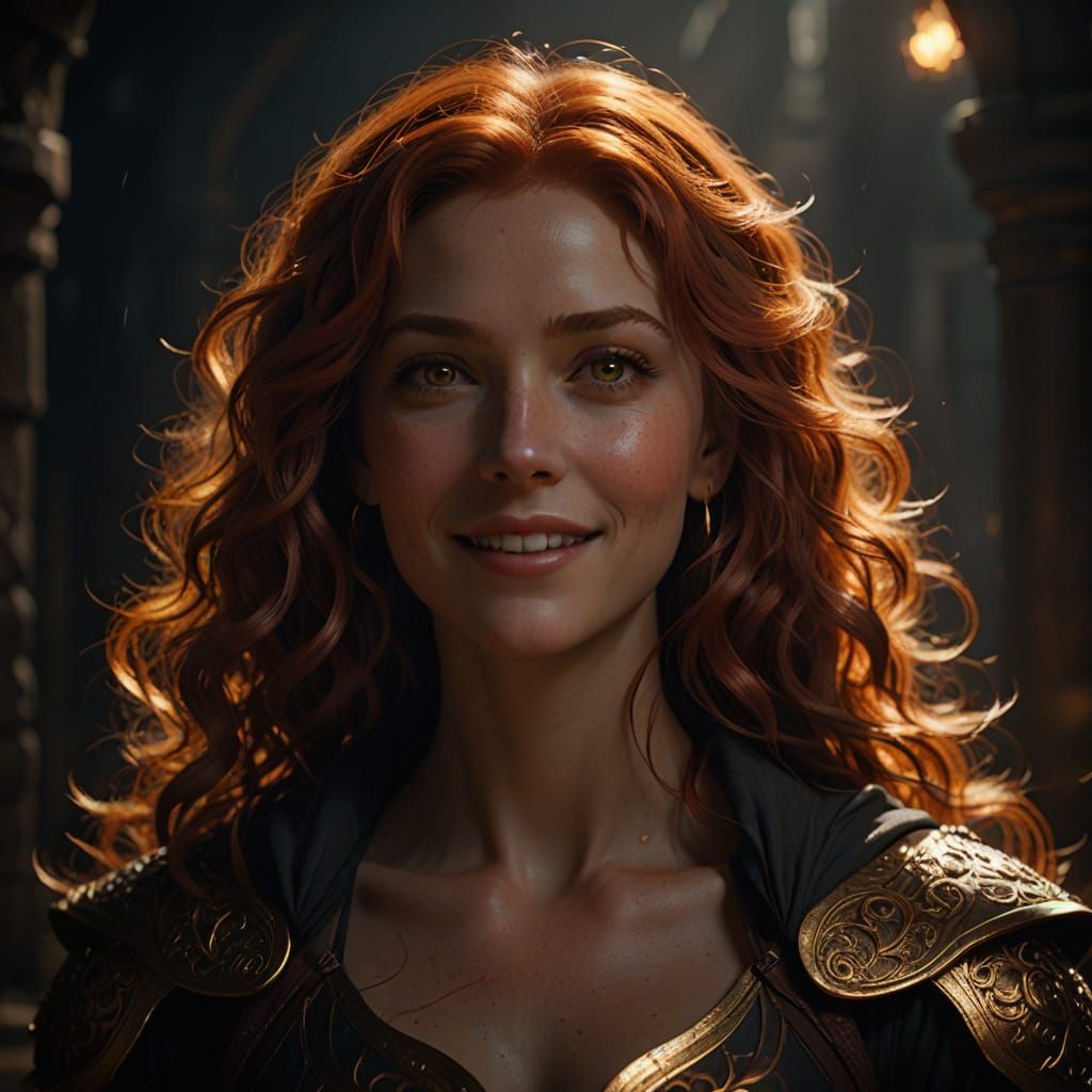 Enchanted Fantasy Woman in Golden Light