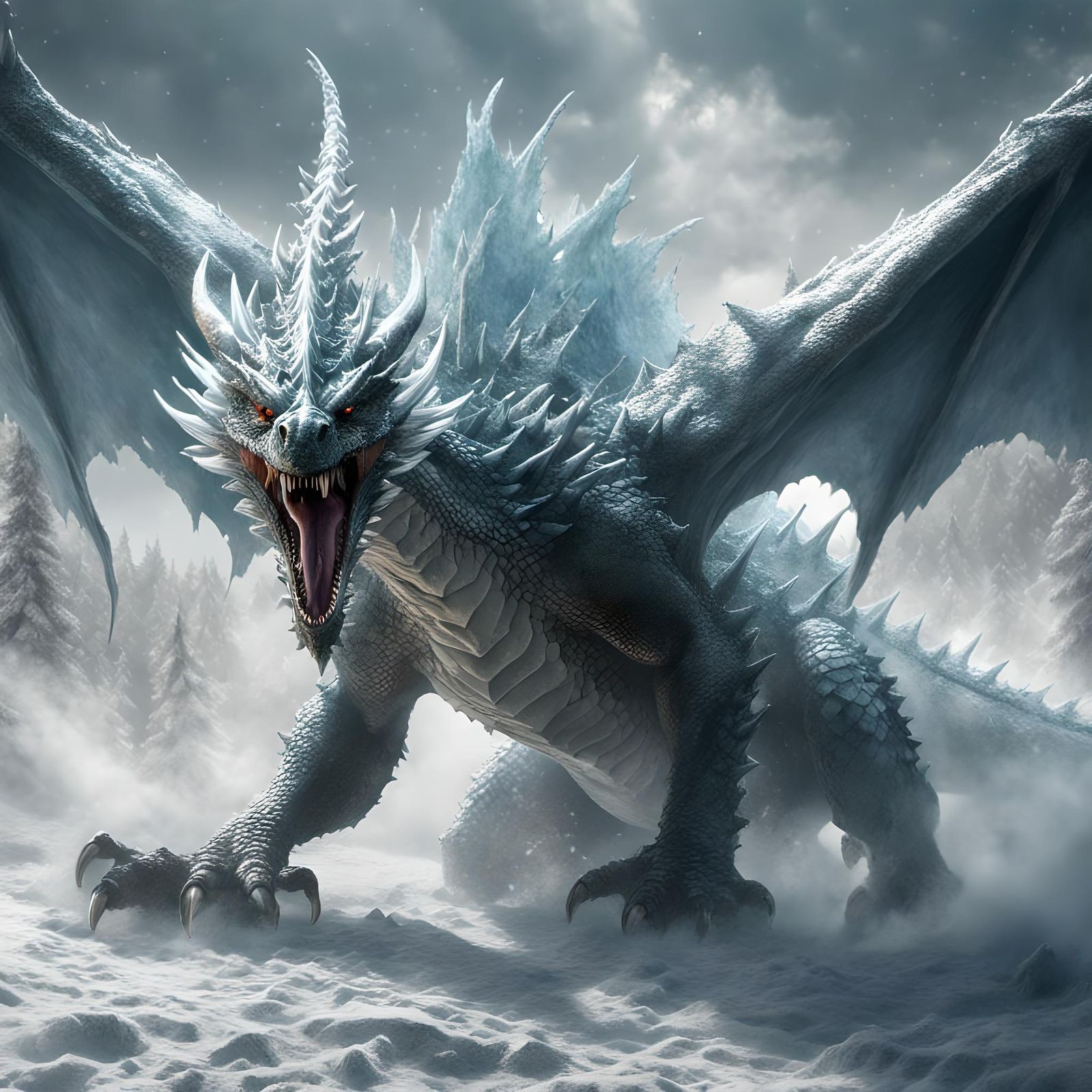 Deadly Frost Dragon of the Merglahh Frozen Tundra