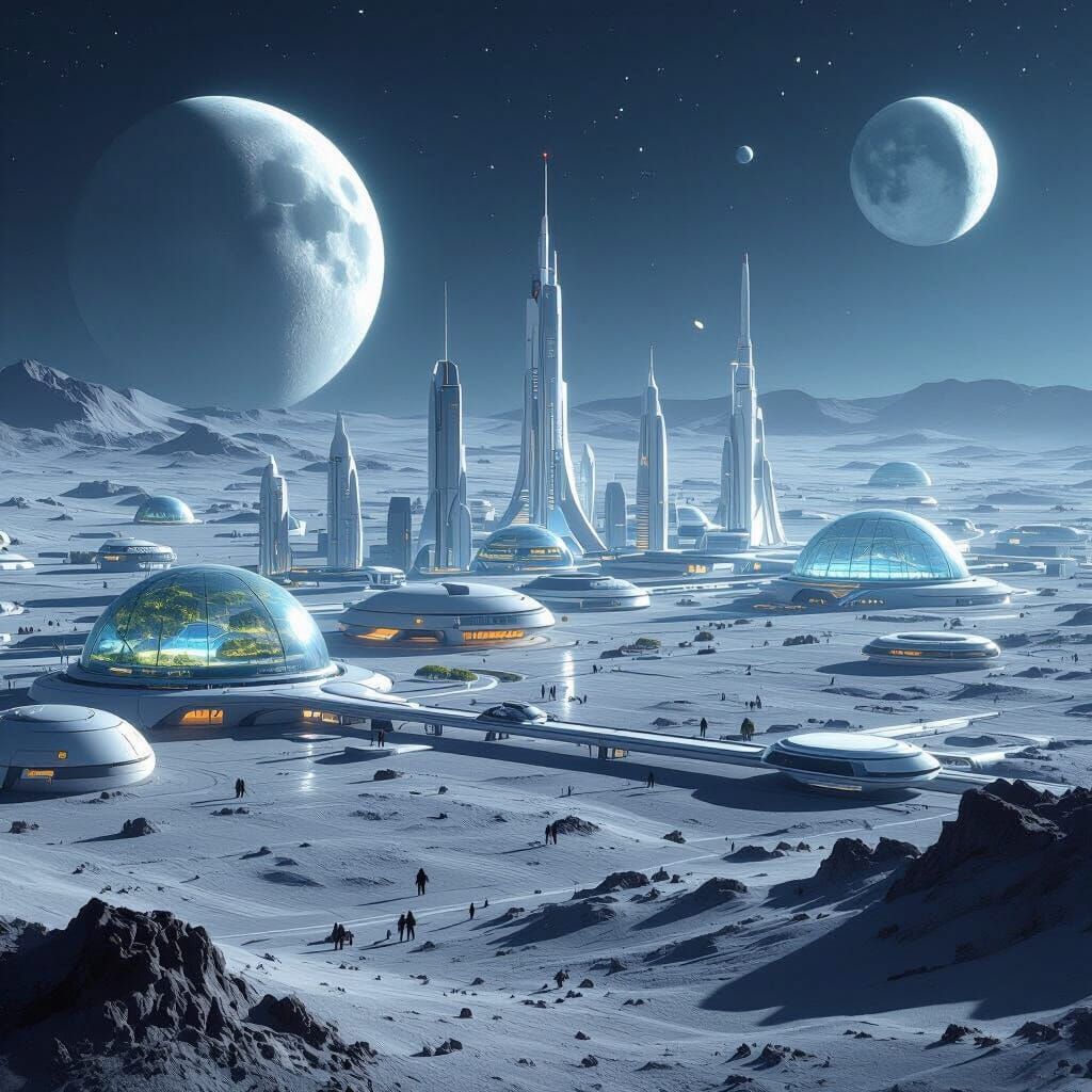 Futuristic Earth City Mimicking the Moon