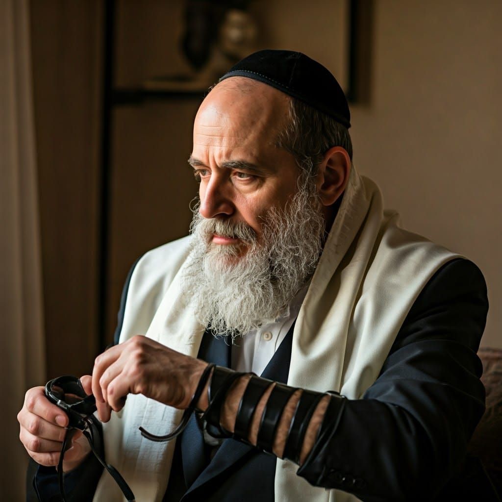 Devout Jewish Man in Traditional Home Setting