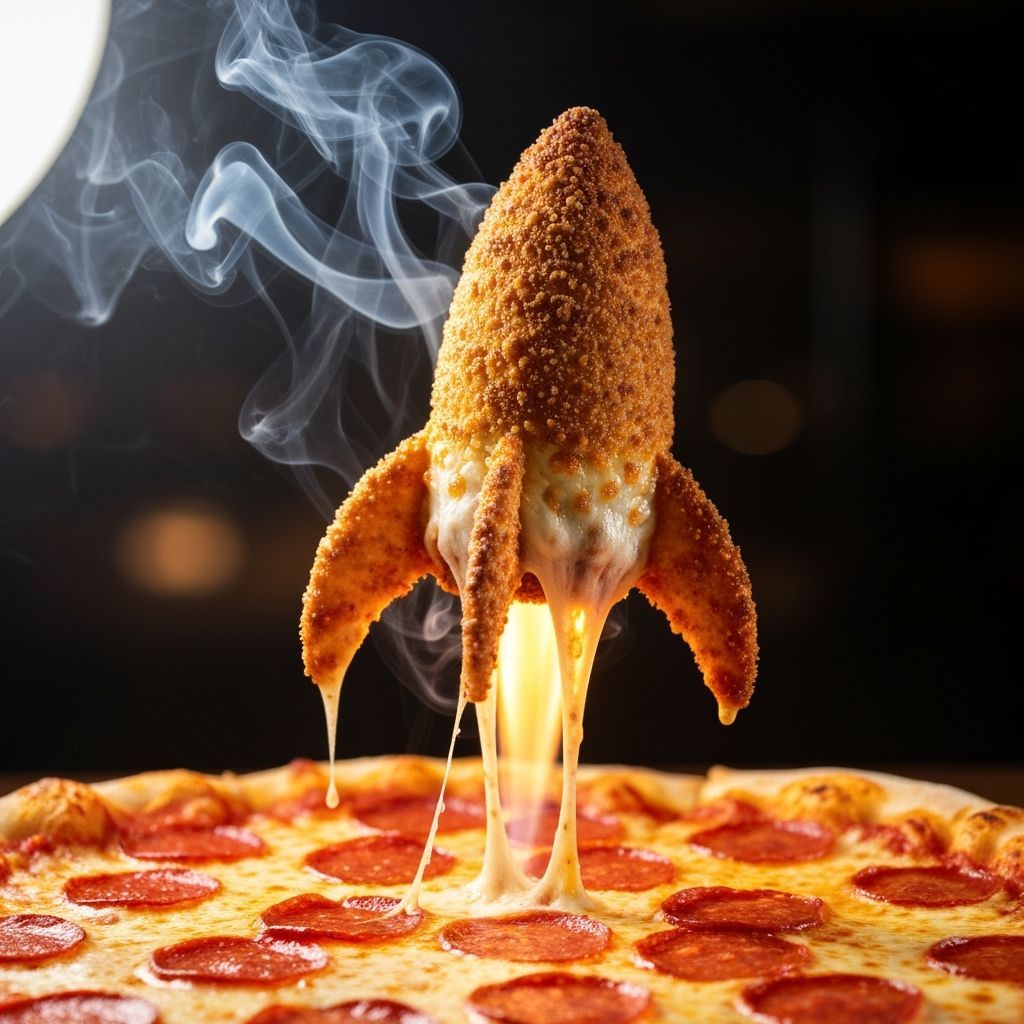 Cheese Rocket over Pepperoni Pizza, Food Photography