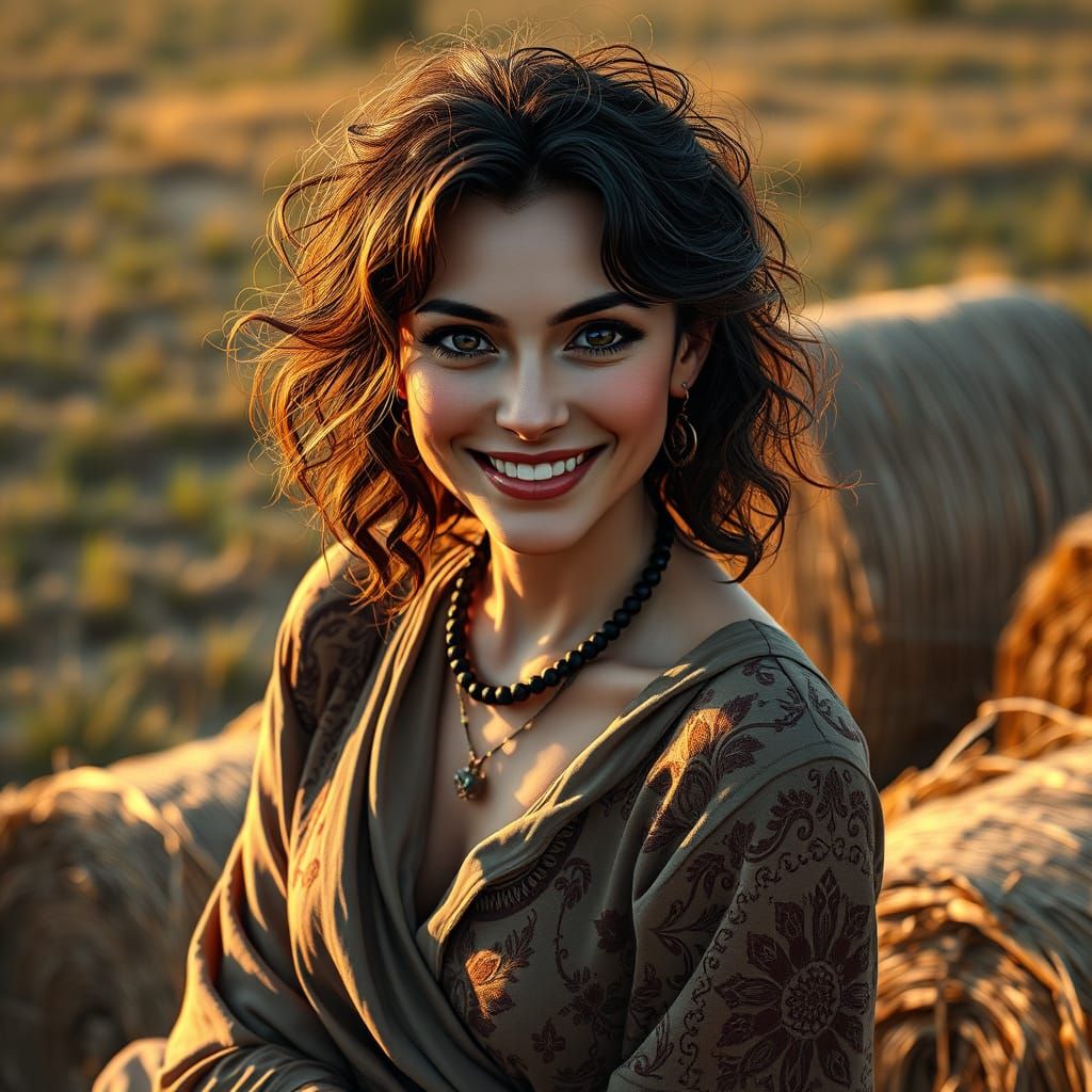 Sensual Heroine in Vibrant Oil Painting Style