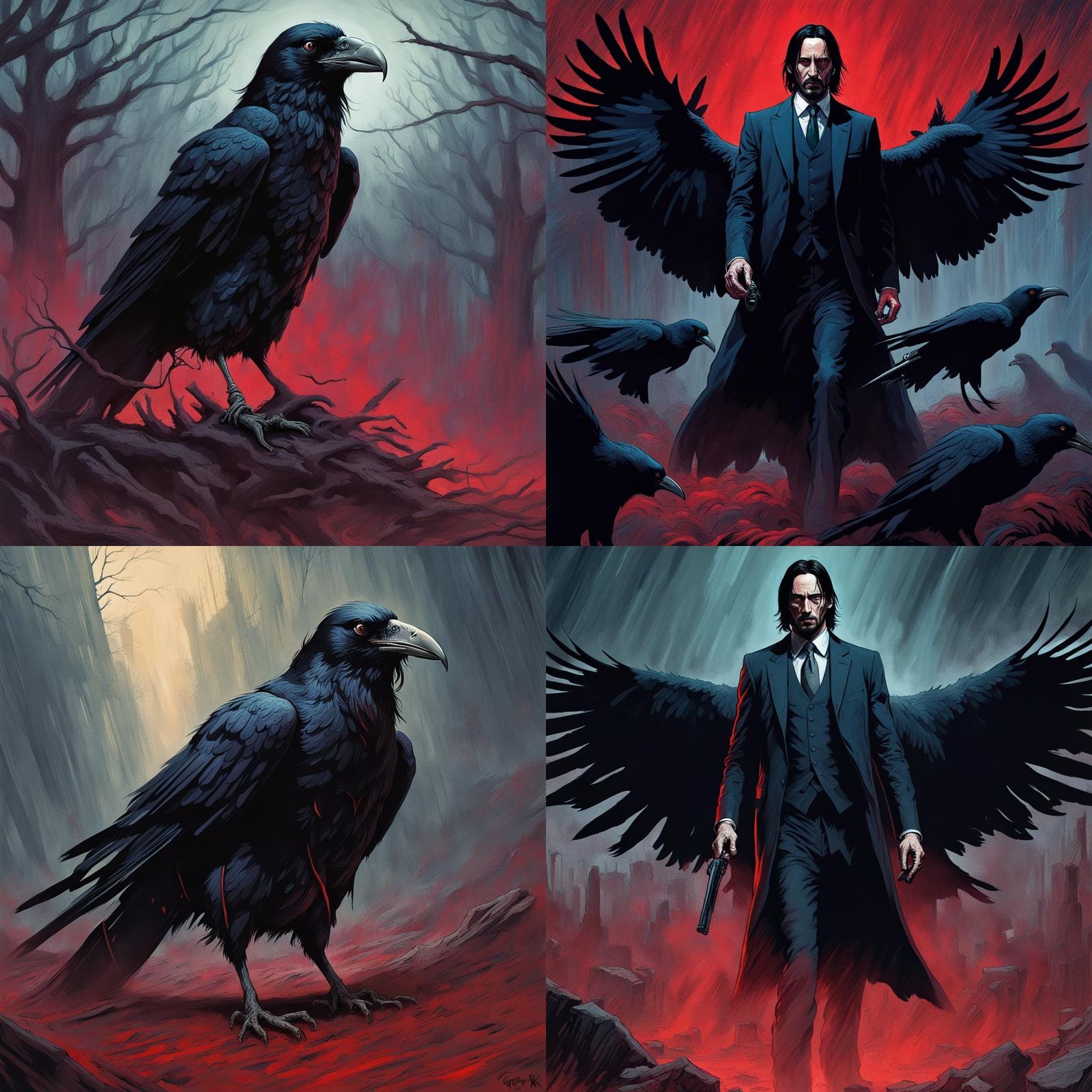 Undead Raven John Wick in Creepy Magazine Style