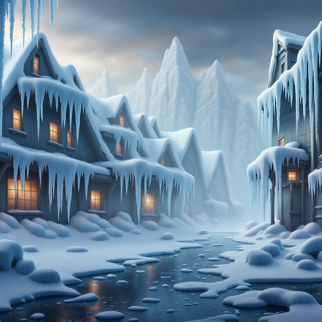 Icy Mechanical Hearts in Frozen Cedar Forest