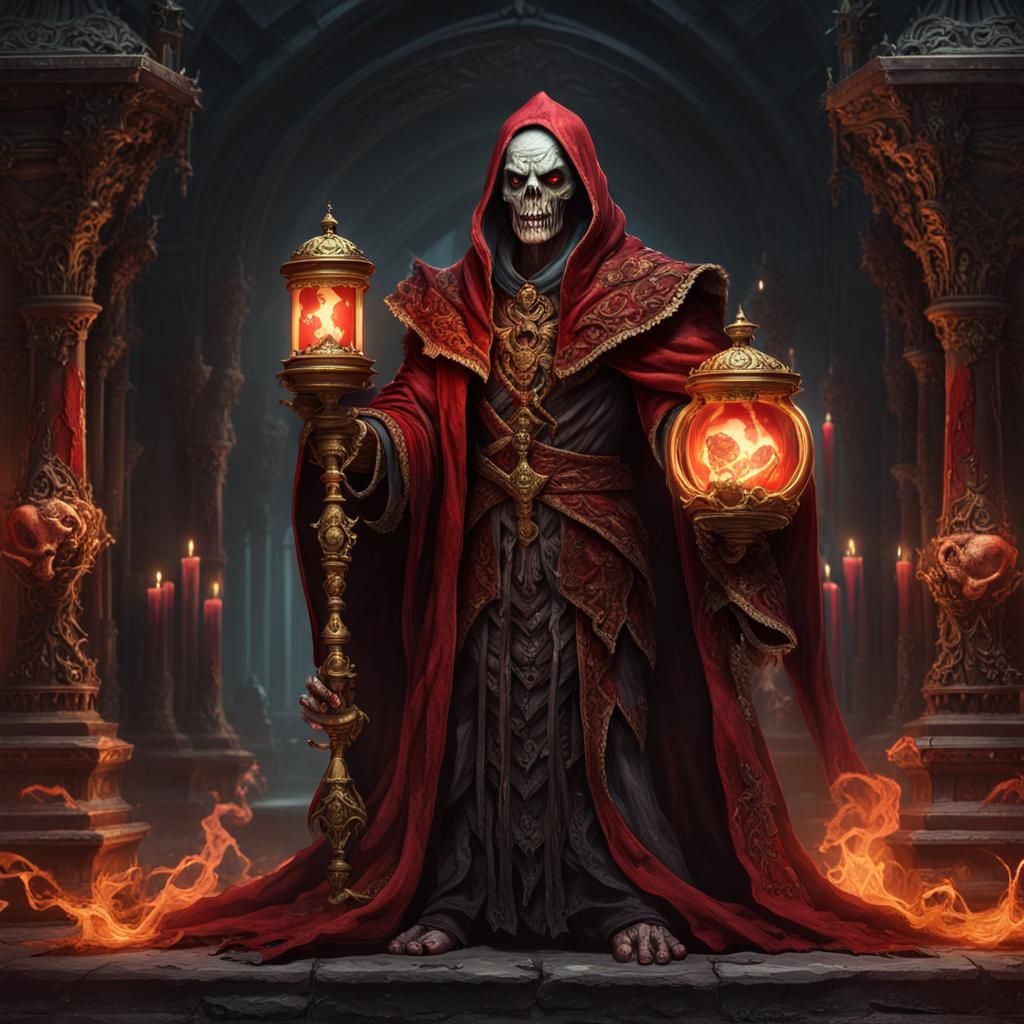 Undead Lich with Hourglass: Dark Fantasy Concept Art