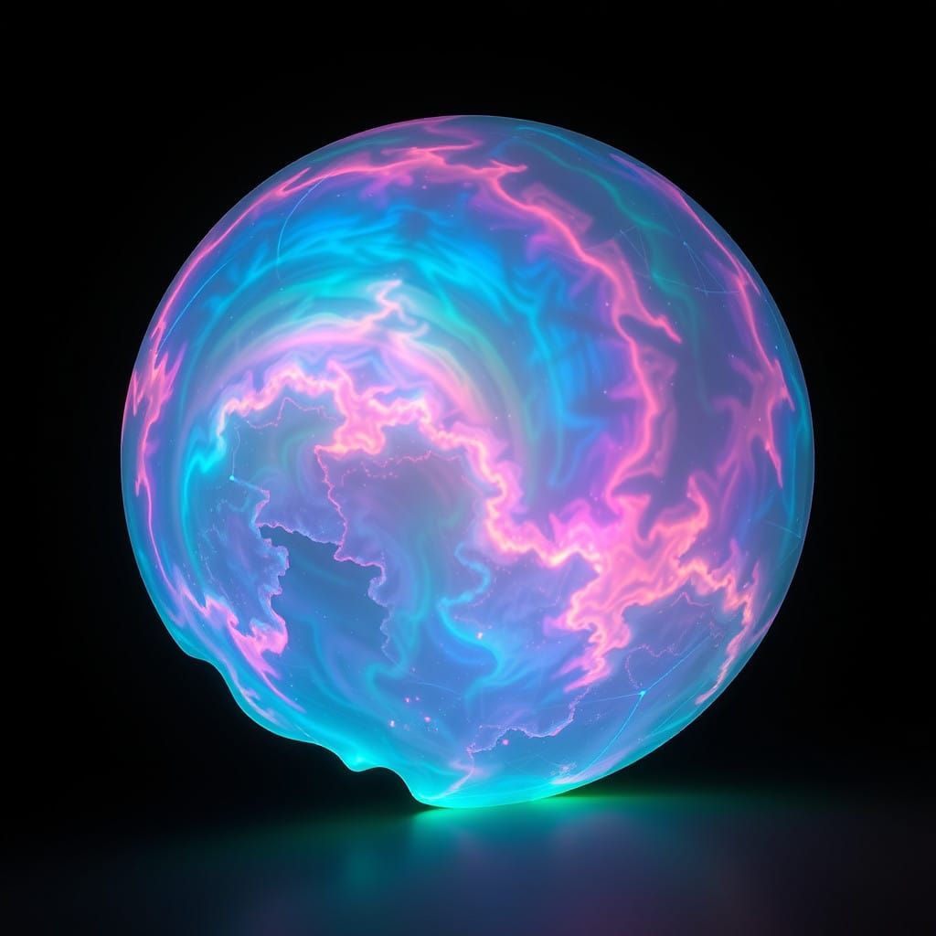 Glowing Holographic Cityscape in Neon Vaporwave Aesthetic