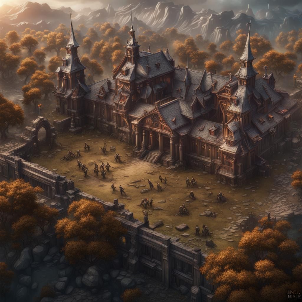 Epic School Ground Battle: Detailed Matte Painting