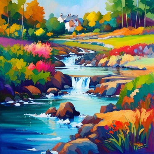 Glistening Red Strawberry Field with Rainbow Paint