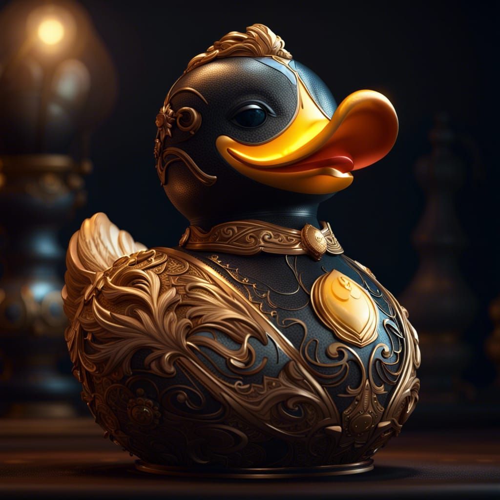 Ornate Faberge Rubber Duck in Dramatic Lighting