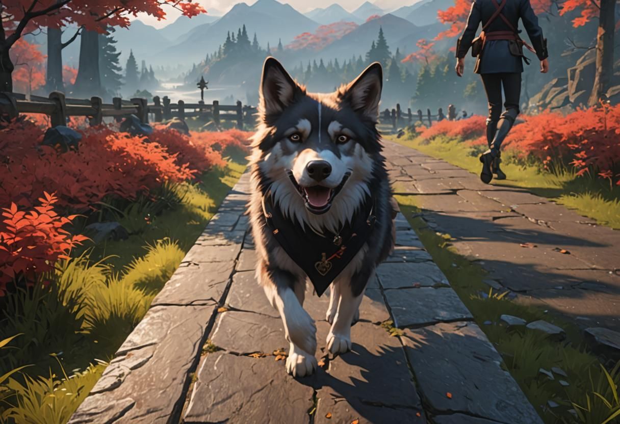 Anime Style Dogs in Detailed 3D Rendering