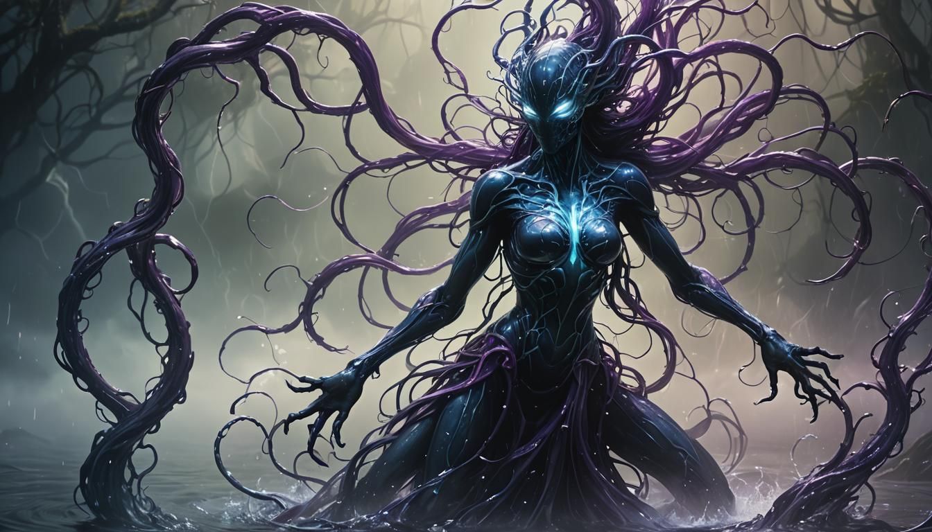 Water Elemental Symbiote in Organic Fantasy Art