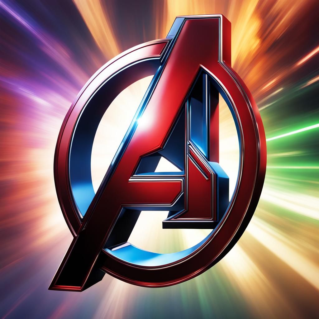 Hyperrealistic Avengers Logo Sign with Colorful Background