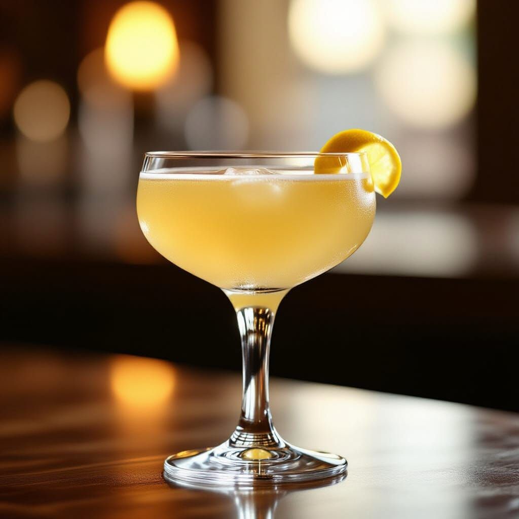Elegant Golden Cocktail with Lemon Twist