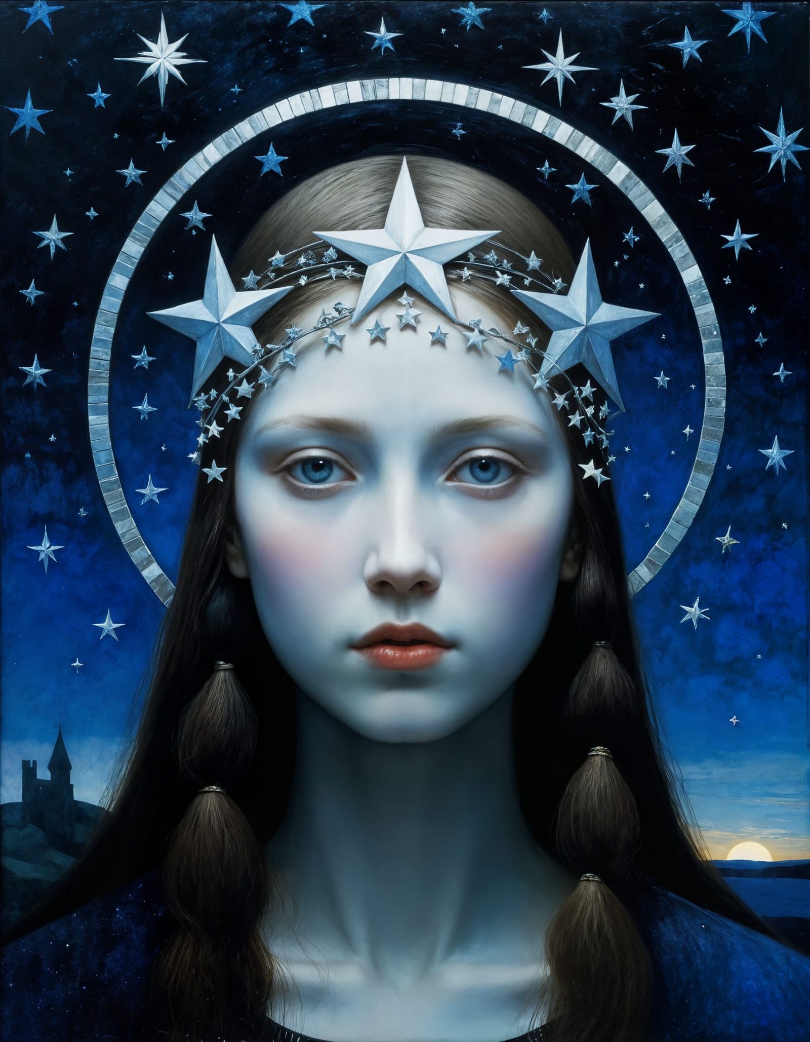 Magical Night Portrait in Symbolist Style