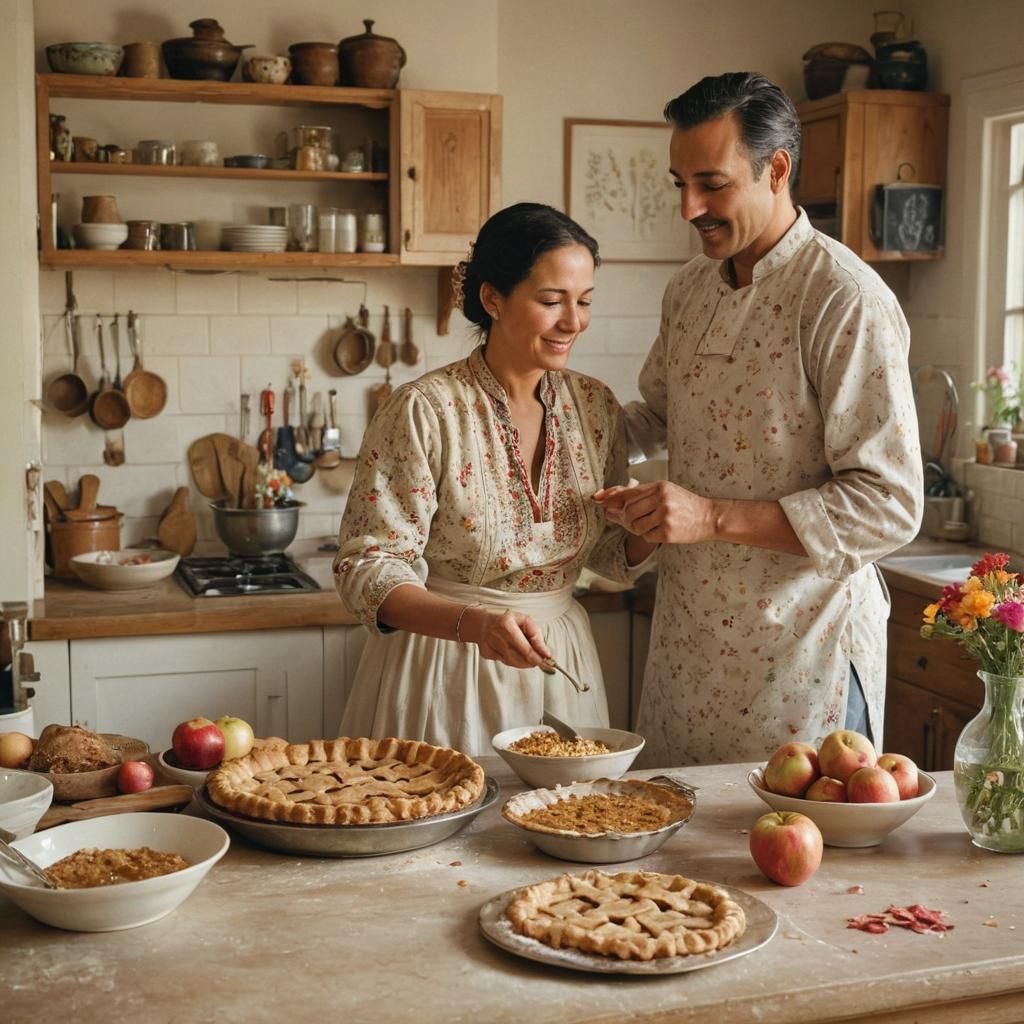 Cozy Moroccan Kitchen Scene in Impressionist Folk Art